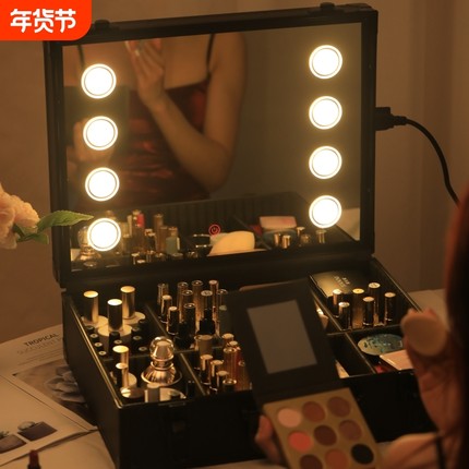 专业跟妆师化妆箱高级LED镜子带灯2025新款手提大容量用收纳便捷
