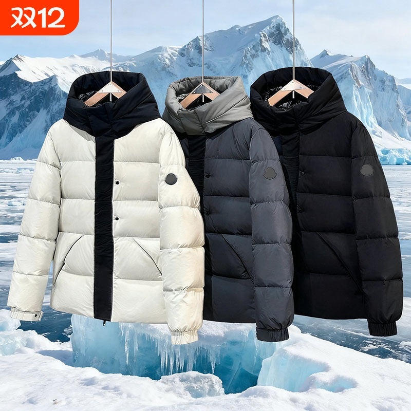 短款白鹅绒男女黑武士羽绒服