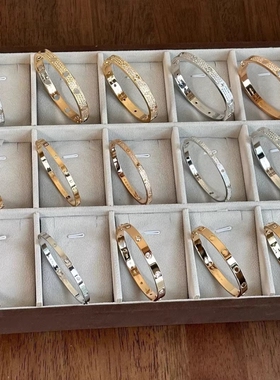 高版本卡LOVE经典手镯宽版玫瑰金配螺丝刀不掉色手环家窄版情侣款