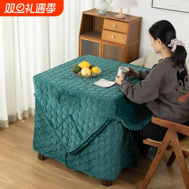 加厚绒面烤火罩正方形烤火桌罩套茶几取暖罩保暖罩大包围布罩冬季