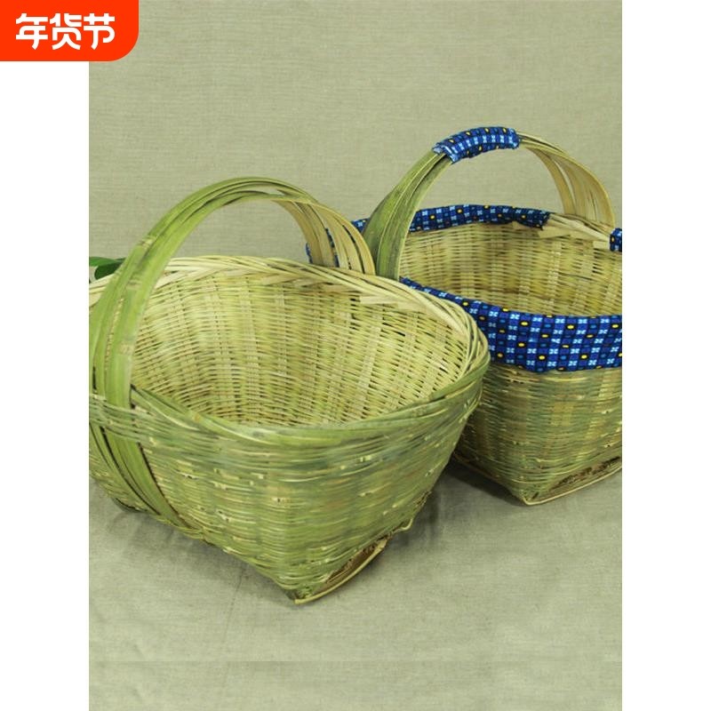 手工竹篮子挂篮手提菜篮礼品篮鸡蛋篮水果收纳竹筐喜事筐竹编竹器,特色手工艺,竹编/竹雕,淘宝优惠券,粉丝福利购,淘宝优惠卷