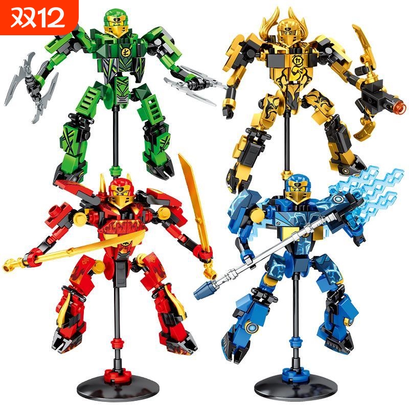 2025新款积木幻影忍者机甲黄金战甲全套人仔男孩儿童益智兼容乐高