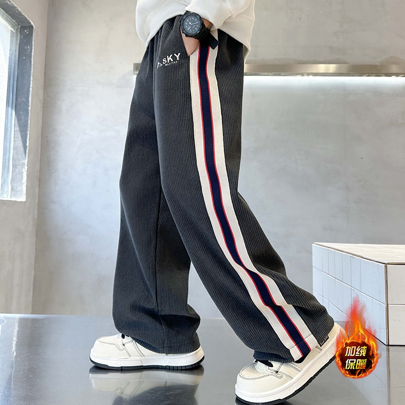 2025新款男童裤子宝宝冬季加绒加厚儿童直筒裤中大童男孩休闲长裤