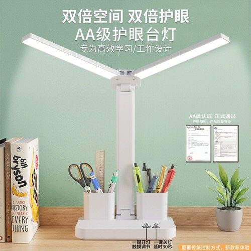 新款护眼台灯学习专用防近视大学生宿舍充电卧室床头工作插电两用
