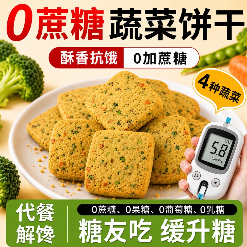 农科院推荐0蔗糖蔬菜饼干中老年专用代餐无添加蔗糖零食饱腹即食