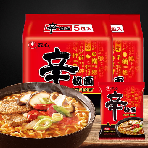 农心 辛拉面韩式泡面方便面120g多袋装汤面辣白菜经典口味实惠