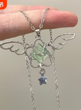 天使许愿星 小众手工天使翅膀吊坠项链气质时尚设计感锁骨链新款