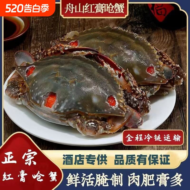舟山红膏呛蟹生腌螃蟹梭子蟹宁波咸蟹醉蟹酱母蟹炝蟹即食海鲜腌制
