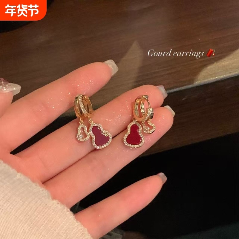 新中式复古锆石葫芦耳环轻奢高级感耳扣时尚简约小众秋冬新款耳饰,饰品/流行首饰/时尚饰品新,耳环,淘宝优惠券,粉丝福利购,淘宝优惠卷