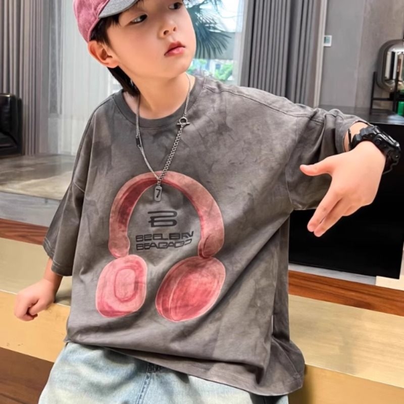痞帅男童夏装短袖t恤2025新款儿童夏季纯棉上衣中大童夏款半袖潮T
