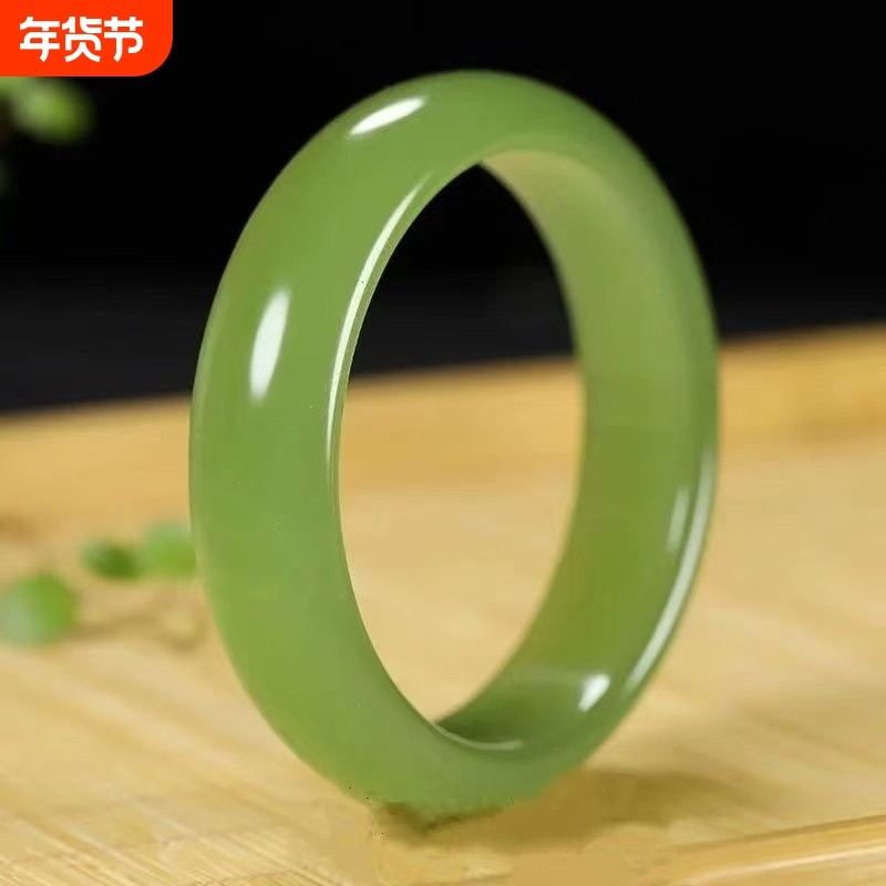 爆款仿湖水绿新疆和田玉晴水手镯女款镯正条手镯女手饰