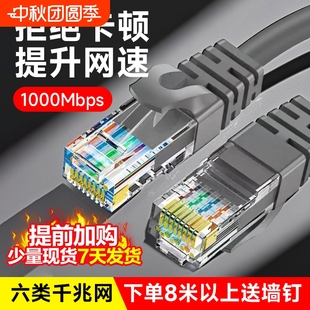 普超六類萬兆千兆純銅網線家用寬帶路由器連接線網絡線超五類高速