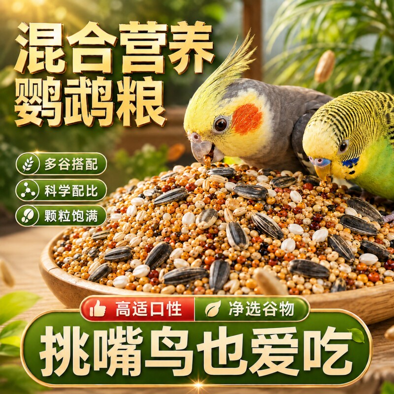 玄凤鹦鹉专用粮鸟粮饲料虎皮鸟食黄谷子五色黍子小米混合亚麻籽