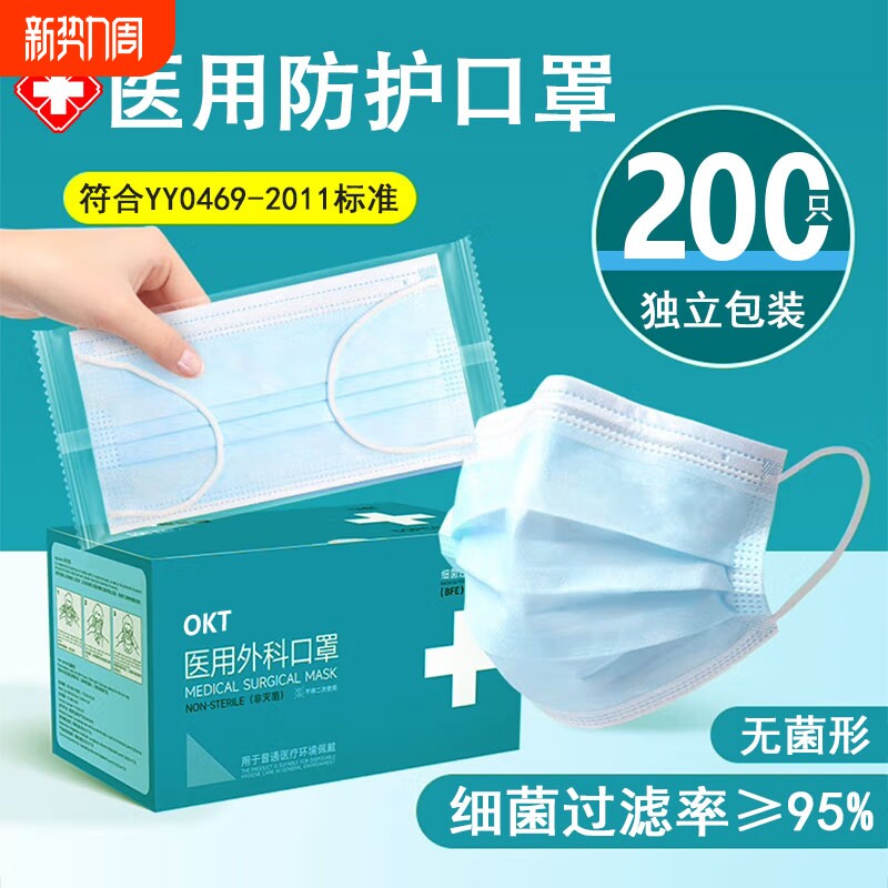 医用外科口罩一次性医疗三层正品黑白色成人儿童单独立包装灭菌级