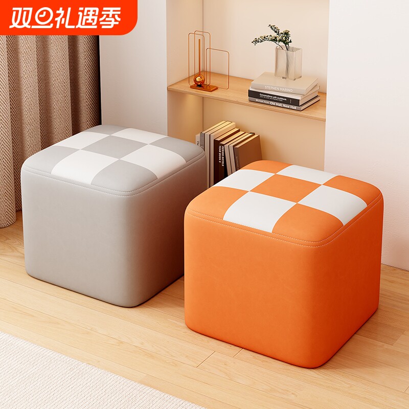 客厅小凳子家用实木板凳茶几沙发方凳坐墩软包儿童矮凳门口换鞋凳