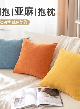 客厅沙发抱枕2025秋冬加厚靠垫不含芯枕芯方形纯色灰色蓝色可拆洗