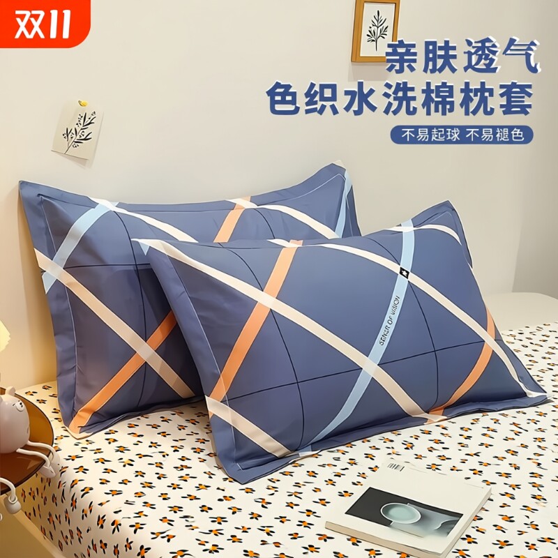 枕套一对装枕头套成人男女纯枕芯套棉加厚枕罩48x74cm信封牛奶