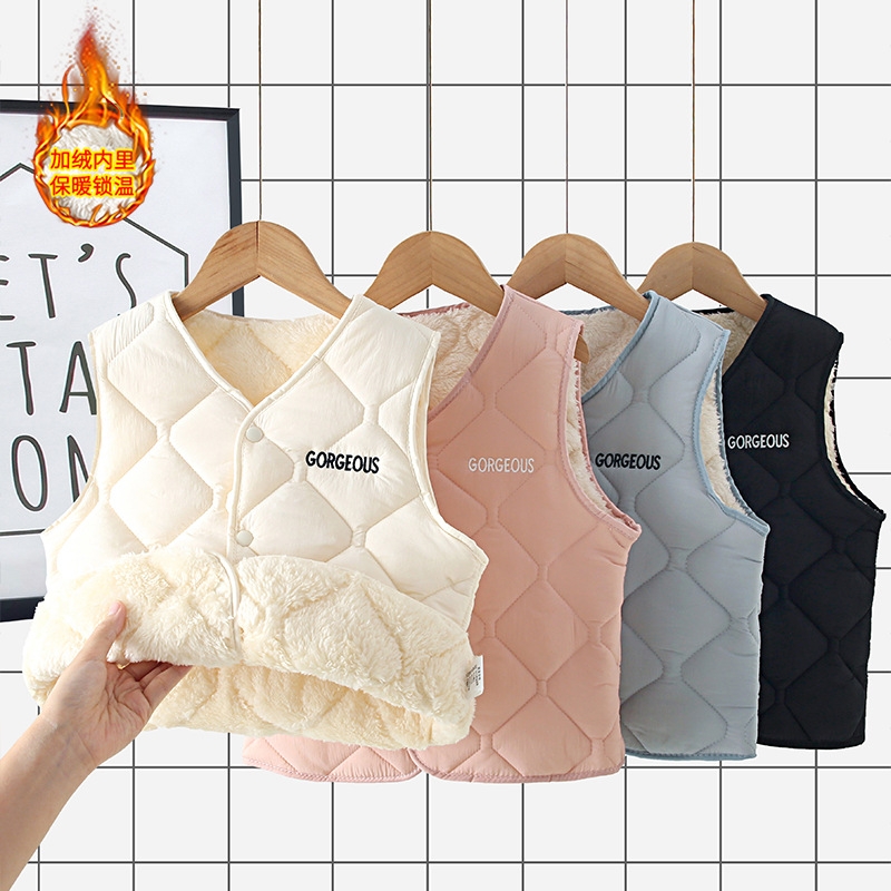 秋冬新款儿童羽绒棉马甲男女童轻薄保暖背心中大童加绒坎肩HDD327