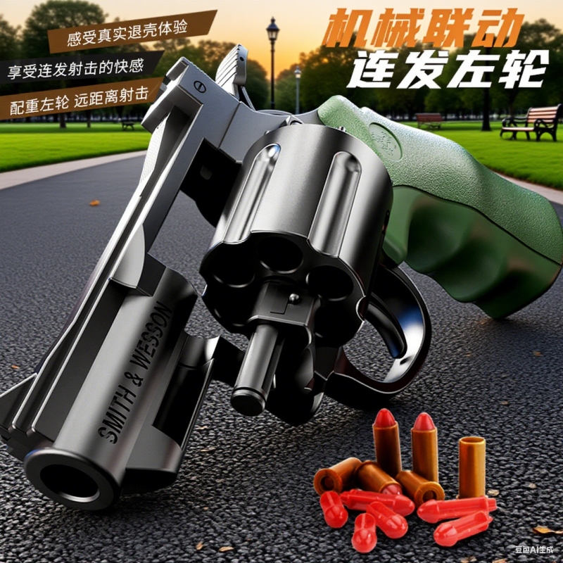 连发左轮软弹枪抛壳手抢儿童枪玩具小手枪模型礼物男生日礼物子弹