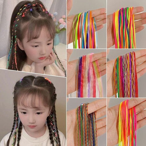 彩色脏脏辫头绳儿童编发彩绳发饰女童编头发丝带发绳节日表头饰yh