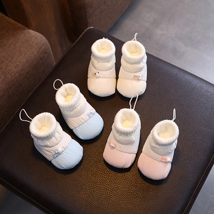12个月男女宝宝加绒棉鞋 2025秋冬季 保暖防掉软底0 婴儿学步前鞋