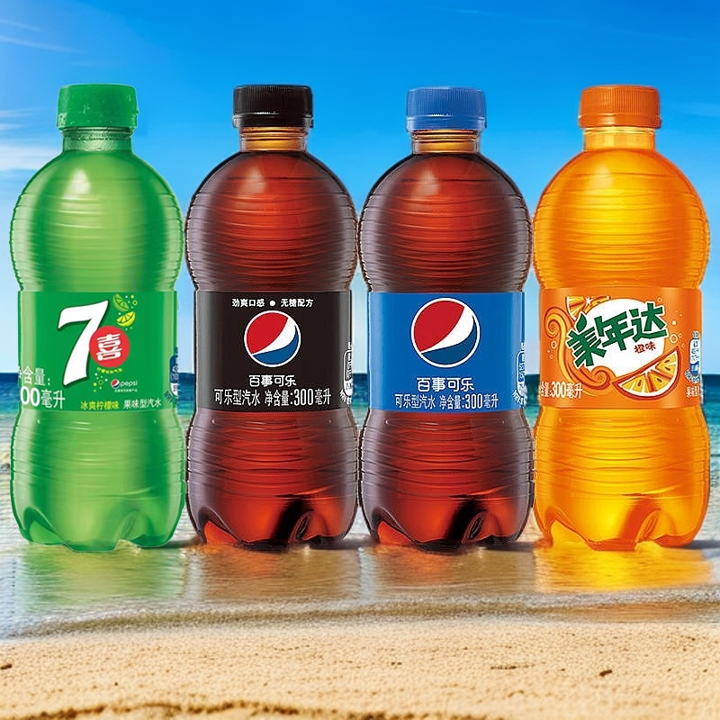 百事可乐300ml/瓶|柠檬味汽水夏季饮品橙味美年达气泡水碳酸饮料