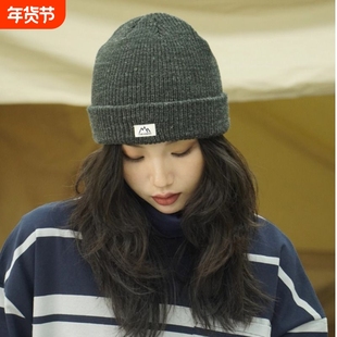 男生冬天帽子小山标毛线帽女秋冬针织男保暖冷黑色红色白色灰色