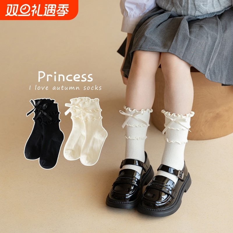 日系新品洛丽塔儿童宝宝中筒袜公主风洋娃娃花边纯棉女童透气袜子