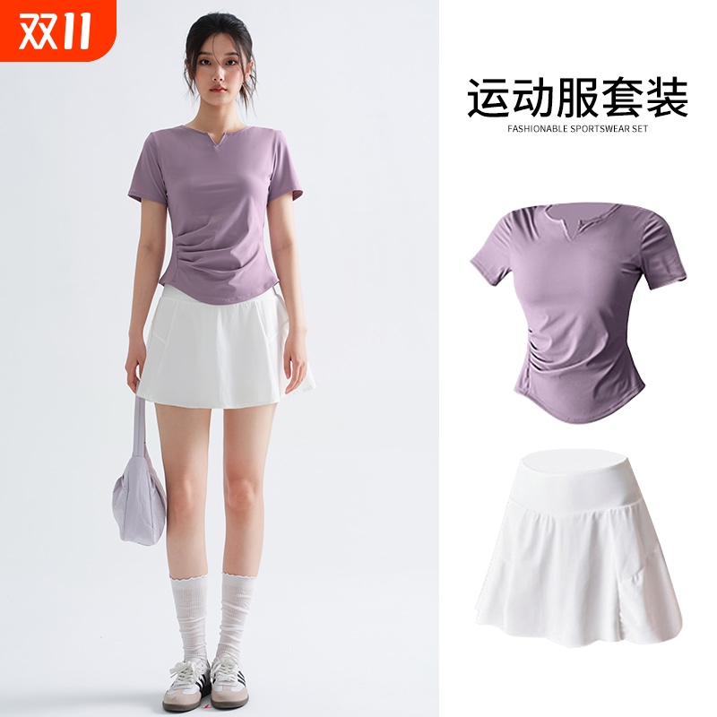 瑜伽服运动套装女秋季健身短袖女