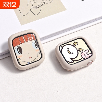 适用applewatch硅胶保护壳S11边框壳iwatchS10半包软壳SE3代硬壳7透明防摔代45mm苹果手表壳表带保护套
