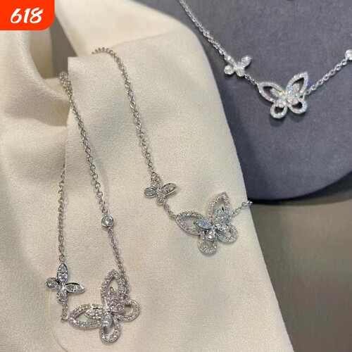 幻影蝴蝶项链女S925纯银钻石轻奢高级感