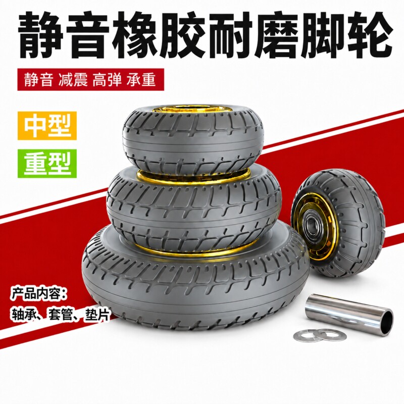 橡胶静音万向轮推车轮子图片