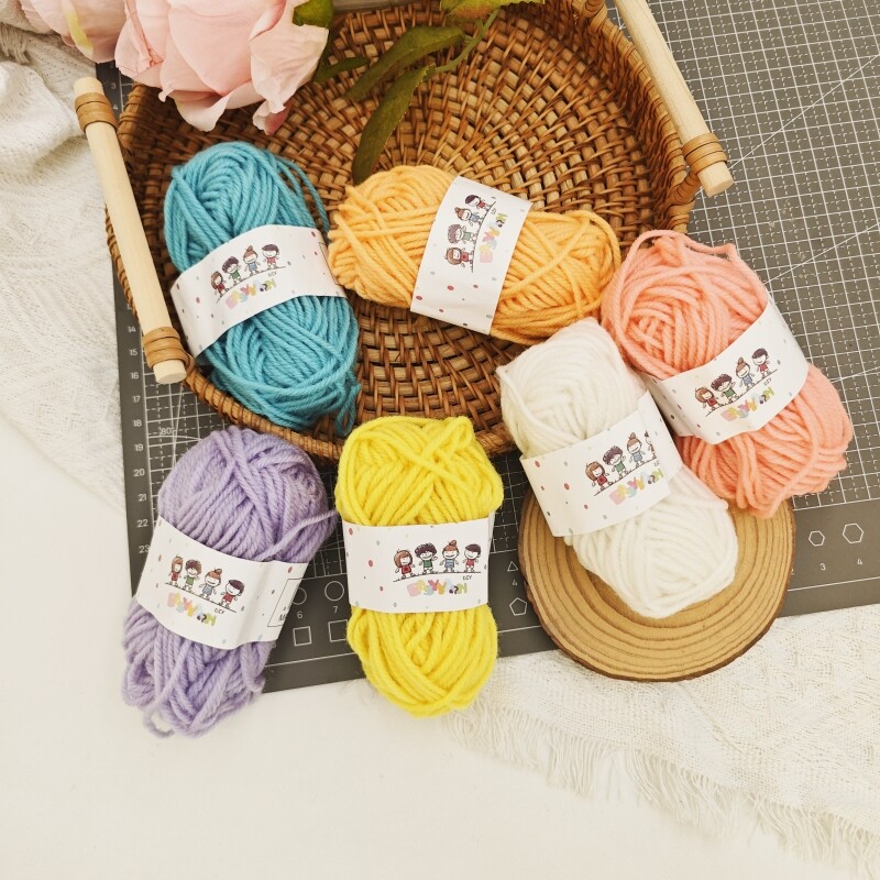 彩色12色毛线团儿童手工DIY制作编织粘贴画幼儿园益智毛线球材料