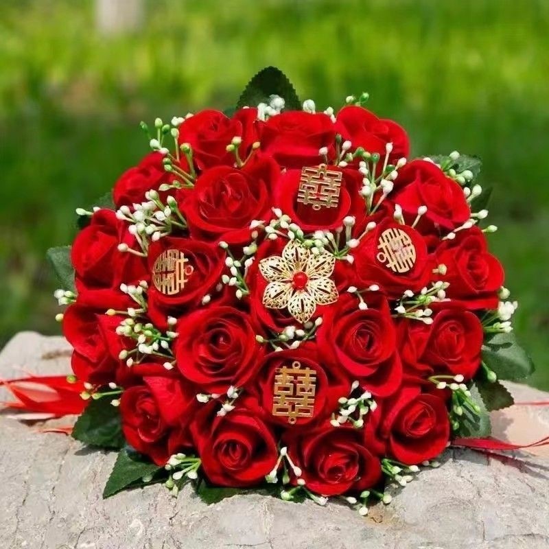 2024新款手捧花仿真花婚庆结婚新娘中式婚礼手捧仿玫瑰花束