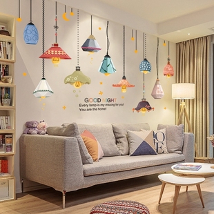 XY9059简约吊灯餐厅墙面自粘客厅卧室装 饰房间布置墙贴墙壁贴纸