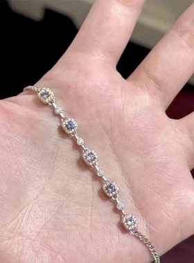 「雨雾丁香」淡蓝锆石方糖手链女轻奢小众高级感气质通勤简约手饰