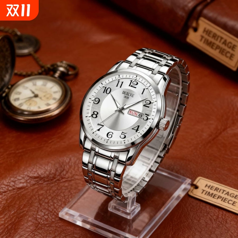 男款手表防水石英腕表高级感男士全自动非机械表正品名牌钢带商务