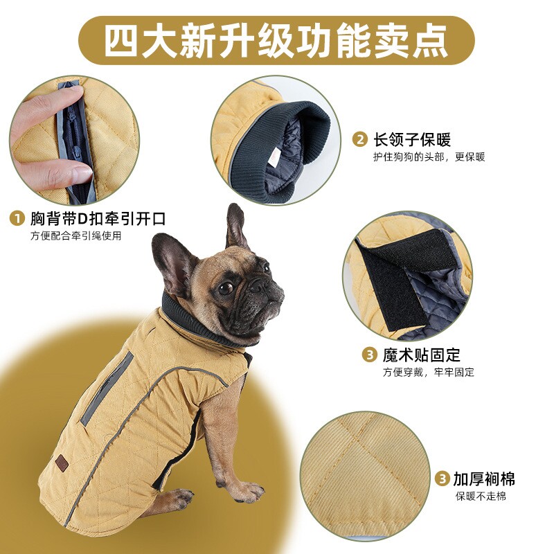亚马逊热销新款狗狗户外保暖服装复古风格保暖宠物衣服秋冬款服饰