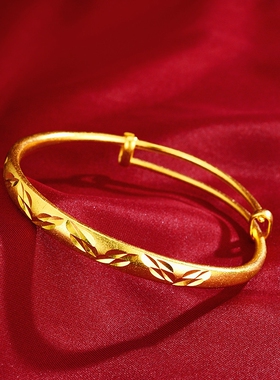 越南沙金女款钛金手镯五花瓣泰国金手环金店同款高级感送女友礼物