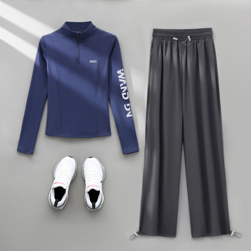 运动套装女秋冬2025新款长袖显瘦瑜伽训练服跑步羽毛球健身服速干