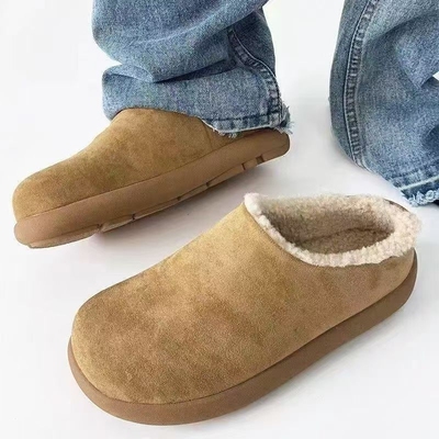 男鞋37-46码数小土豆加绒勃肯鞋男冬季穆勒鞋情侣棉鞋包头