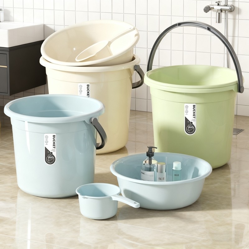 加厚塑料水桶手提家用宿舍洗澡圆形脸盆储装水桶大容量特大号泡脚