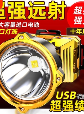 公牛适用LED头灯强光远射可充电超亮头戴式夜钓灯矿灯户外感应