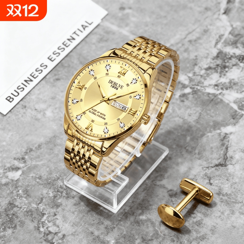 手表男款全自动男表数字双日历防水腕表男机械风全自动防水高级感