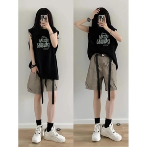 坎肩运动背心纯棉外穿女夏季新款设计感小众宽松显瘦无袖t恤上衣