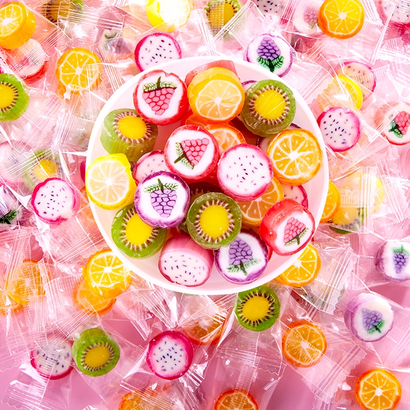 水果切片糖果混合零食网红五角星星硬糖爆款糖果味散装棒棒糖喜糖