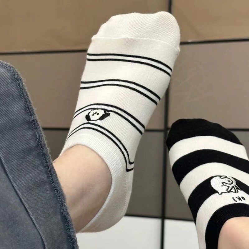船袜女薄款防滑短袜不掉跟可爱日系卡通夏天浅口百搭隐形袜子条纹
