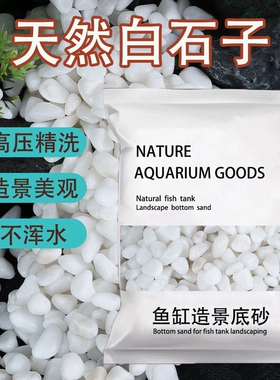 鱼缸白石子底砂石头免洗小白石子鹅卵石雨花石造景装饰底沙白色石