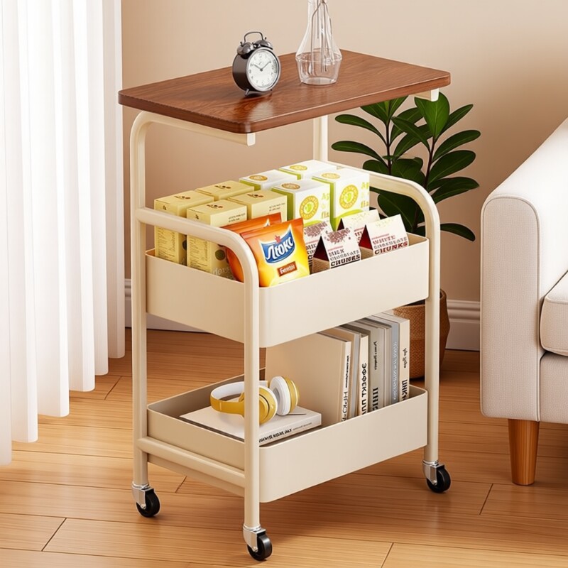 可移动小推车收纳置物架客厅边几零食收纳架子厨房多层蔬菜温馨