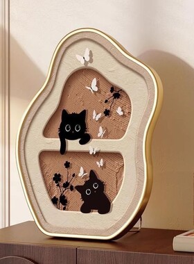 奶油风餐厅桌面摆画治愈系客厅装饰画摆件房间卧室床头柜墙壁挂画